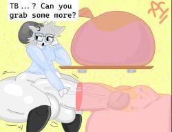 asperslah beanie exposed exposed_penis freckles futa_only futanari glasses golf_ball_(bfdi) hyper_ass hyper_balls hyper_cum hyper_genitalia hyper_penis sweater thighhighs