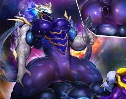 2boys anthro anthro_on_anthro ass ass_focus aurelion_sol balls barazoku big_balls big_butt big_pecs big_penis blush close-up closed_eyes cosmic_background cosmic_flesh cosmic_fur cosmic_hair detailed_background dragon duo erection ethereal_hair foreskin gay genitals hi_res huge_balls huge_butt huge_muscles huge_pecs huge_thighs imminent_sex league_of_legends magangz male male/male male_only manly muscular muscular_anthro muscular_male mythological_creature mythological_scalie mythology nipples nude riot_games saggy_balls scalie selfcest smile square_crossover tail tail_grab tencent wingless_dragon xray_view