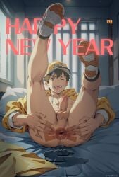 ai_generated anime bara gay happy_new_year hentai kl_99 male male/male male_only morishima_hodaka new_year spread_anus spread_ass spread_legs tenki_no_ko yaoi