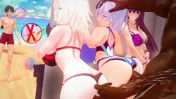 3d_animation acrolexxx beach big_breasts bikini dark-skinned_male fate/grand_order fate_(series) jeanne_alter scathach_(fate) tagme tomoe_gozen_(fate) video