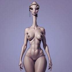 ai_generated alien_girl bald breasts dripping extraterrestrial female genitals gray_body gray_eyes grey_skin humanoid humanoid_genitalia humanoid_pussy jeweler's kaminoan long_neck naked naked_female naked_woman natural_breasts navel nipples non_mammalian_breasts non_mammalian_nipples pale_skin pussy small_waist star_wars wide_hips woman_only wrapper