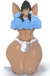 avatar_legends big_breasts breasts bulge bulge_through_clothing dark-skinned_futanari dark_skin flaccid futa_only futanari huge_breasts korra nickelodeon nicktoons penis_outline tenchizone the_legend_of_korra thick_thighs