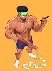 abs bara biceps big_penis bulge cum erection genital_fluids hidekiryouji male male_nipples male_only manly muscular_male nipples pecs penis underwear