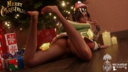 3d alpacasso amufun_(amuse) barefoot chritstmas dark-skinned_female dark_skin feet illari_(overwatch) latina momo-chan_(alpacasso) overwatch overwatch_2 peruvian_female pussy snow_blackheart south_american video_game_character winter_jammies_illari winter_wonderland_series