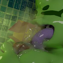 1:1 anthro bodily_fluids boxy_(silly_roll) breath drooling duo face_lick female female/female gastropod larger_female licking mollusk mouth_play open_mouth oral oversized_oral saliva saliva_on_face saliva_on_tongue silly_roll size_difference slug slug_girl(silly_roll) smaller_female smelly tongue worried