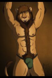 2015 abs anthro arm_tuft armpit_tuft arms_above_head artist_logo artist_name athletic athletic_anthro athletic_male body_hair brown_background brown_body brown_fur brown_lips bulge cel_shading clothed clothing crotch_tuft detailed_bulge ear_piercing elbow_tuft felid fluffy_mane fur hands_above_head happy_trail industrial_piercing jockstrap jockstrap_only letterbox lion lips logo looking_at_viewer male mammal mane multicolored_body multicolored_fur nipple_piercing nipples pantherine pecs piercing pink_nipples pink_nose portrait pose presenting shaded silus_bauer simple_background sizzlinseal smile solo standing tail tail_tuft tan_body tan_fur teeth three-quarter_portrait tight_clothing toothy_smile topless tuft two_tone_body two_tone_fur underwear underwear_only warm_colors watermark whisker_spots wyldelyn yellow_eyes