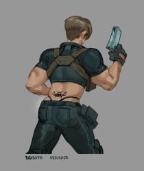 ass ass_focus leon_scott_kennedy male male_only resident_evil resident_evil_2 resident_evil_2_remake resident_evil_4 resident_evil_4_remake sean_sketches seansketches solo_male thong underwear