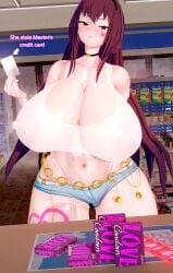 1girls 3d areolae big_breasts big_thighs blush breasts busty buying_condoms fate/grand_order fate_(series) female giant_breasts gigantic_breasts huge_breasts huge_thighs koikatsu large_breasts large_thighs massive_breasts navel nipples scathach_(fate) see-through see-through_clothing thick_thighs thighs voluptuous zangoro