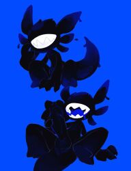 a_s14121 anthro_focus anus balls blue_background bodily_fluids digital_drawing_(artwork) digital_media_(artwork) erection eyeless genitals hi_res humanoid_genitalia humanoid_penis male penis restricted_palette saliva simple_background solo tail teeth