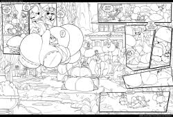 anthro big_breasts big_penis black_and_white black_bars breasts canid canine canis cetacean clothing comic dialogue domestic_dog equid equine female genitals giraffe giraffid growth gynomorph hi_res horse huge_breasts huge_cock hyper hyper_breasts hyper_genitalia hyper_penis intersex letterbox line_art mammal marine monochrome mouse murid murine outside penis poodle pool rabid rodent sperm_whale swimwear tagme toothed_whale whale yoga yoga_mat