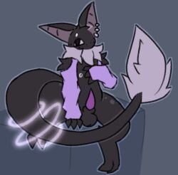 2024 anthro arm_warmers arm_warmers_only armwear balls bat black_body black_fur clothing digital_drawing_(artwork) digital_media_(artwork) digitigrade ear_piercing ear_ring erection erin_(erinthebat) full-length_portrait fur genitals grey_background male mammal medibang_paint_(artwork) midnightpurrs nipples penis piercing portrait purple_arm_warmers purple_armwear purple_clothing purple_nipples purple_nose purple_penis ring_piercing simple_background sitting solo tail tail_tuft tapering_penis thick_thighs trans_(lore) trans_woman_(lore) tuft