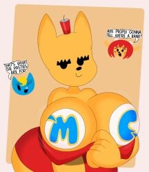 3barts 3girls big_breasts covered_nipples embarrassed embarrassed_female exhibitionism happy katy_kat lammy_lamb ma-san milkcan_(band) no_bra nude_female parappa_the_rapper shirtless um_jammer_lammy
