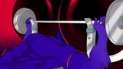 avian avian_humanoid bara beefy_demon_acc big_butt bubble_butt corviknight crow demon ethan_(beefy_demon_acc) exercise exercise_equipment facesitting gay muscular muscular_male original_characters pokemon_(species) round_butt shiny_butt sitting_on_micro sitting_on_person