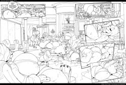 anthro bathrobe big_breasts big_penis black_and_white black_bars bodily_fluids breasts canid canine canis cetacean clothing comic dialogue domestic_dog english_text female fish futanari genitals growth gynomorph hi_res huge_breasts huge_cock hyper hyper_breasts hyper_genitalia hyper_penis intersex letterbox line_art mammal marine massage massage_oil massage_parlor massager moan monochrome mustelid otter patreon penis poodle rabid robe shark sperm_whale sweat swimwear tagme text toothed_whale towel towel_on_head unknown_species url whale