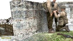 3d army double_handjob exhibitionism gay gay_male gay_sex handjob medal_of_honor_airborne military outdoors realistic soldier soldiers tommys_eagle_hq uniform ww2
