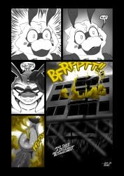 absurd_res antennae_(anatomy) anthro anus apartment apartment_building arthropod bee black_and_white blush comic devious devious_grin dialogue duo english_text fart fart_cloud fart_fetish female genitals heather_(soomir) hectar_(soomir) hi_res hymenopteran insects male male/female monochrome nude nude_anthro nude_female presenting presenting_anus presenting_pussy pussy soomir speech_bubble text