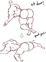 ass_focus back_view bara beefy_demon_acc big_ass demon ethan_(beefy_demon_acc) gay jiggle jiggling_ass looking_back ordering wobbling_ass