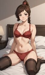 ai_generated ass avatar_legends avatar_the_last_airbender bigmic145 bra braid braided_hair braided_ponytail breasts clothed clothed_female clothing female midriff navel nickelodeon panties solo solo_female tease teasing thigh_highs thighhighs ty_lee