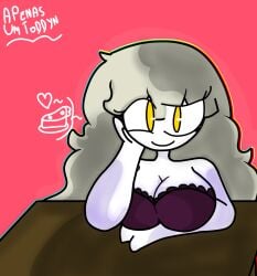 blonde_hair cake cute_girl date flumpty_bumpty heart onaf onaf_sexualized one_night_at_flumpty's pov pov_eye_contact purple_bra rule_63 smile