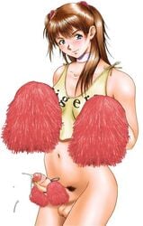 1futa asuka_langley_sohryu breasts cheerleader dusty_heaven futa_only futanari gainax human intersex light-skinned_futanari light_skin long_hair neon_genesis_evangelion orange_hair penis_ornament pom_poms solo tagme