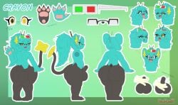 3_toes 3d_glasses 4_fingers absurd_res anthro ass balls big_balls big_butt black_body black_nose blue_body blue_fur claws crayon_(character) excited eyebrows eyelashes eyewear fangs feet fingers foreskin front_view fur generation_4_pokemon genitals gesture glasses hair hand_gesture hi_res huge_balls huge_butt hungry long_hair long_tail looking_aside looking_at_viewer looking_away male messy_hair model_sheet multicolored_body multiple_angles multiple_poses nintendo nude nude_anthro nude_male occult_symbol open_mouth pawpads pawronik paws penis pentagram pink_pawpads pink_tongue pokemon pokemon_(species) pose rear_view scared shinx simple_background smile solo standing suggestive suggestive_gesture symbol tail teeth text thick_eyelashes thick_thighs tight_foreskin tired toes tongue tongue_out two_tone_body unretracted_foreskin v_sign yellow_eyes