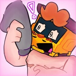 brawl_stars cartoony cuntboy disembodied_penis gay griff_(brawl_stars) holding_penis huge_cock huge_penis intersex penis silly staring_at_penis stylized trans_man