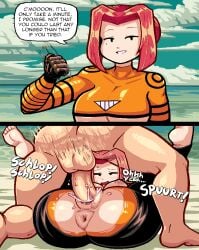 1boy 1girls anus ass beach breasts cum cum_in_pussy dialogue dyed_hair exposed_anus exposed_pussy gloves instant_loss_2koma inviting_to_sex mating_press mole_under_eye motion_lines nipples original puffy_anus red_hair ripped_clothing sex short_hair simple_eyes tatiana_(valmar) teasing underboob valmar