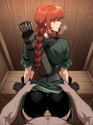 1boy 1boy1girl 1girls ai_generated braid braided_hair clothed clothed_sex clothing doggy_style emotionless emotionless_sex expressionless fat_man freckles freckles_on_face indoors jenna_cirai_(pick_me_up) lamon looking_at_viewer looking_back manhwa older_male older_penetrating_younger pick_me_up sex standing standing_sex steam steamy_breath sweat sweatdrop vaginal_penetration webtoon younger_female