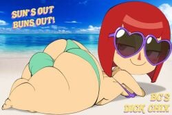 1futanari animal_crossing bcdickchix big_thighs bikini_thong brendancorris cute cute_face fat_ass female_villager futanari heart_sunglasses mermaid_suit peepee phat_ass sitting_on_floor sunglasses villager_(animal_crossing) white_skin