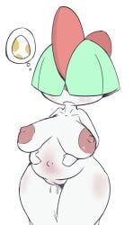 2025 areola belly big_areola big_breasts biped blush bodily_fluids body_blush breasts collarbone digital_drawing_(artwork) digital_media_(artwork) egg female female_humanoid flat_colors generation_3_pokemon genital_fluids genitals glistening glistening_belly glistening_body glistening_genitalia glistening_pussy glistening_thighs green_hair hair hair_over_eyes hand_on_belly hi_res humanoid mitten_hands navel nintendo nipples not_furry nude nude_female nude_humanoid open_mouth outie_navel pink_areola pink_nipples pokemon pokemon_(species) portrait pregnant pregnant_female pregnant_humanoid pseudo_hair pussy ralts sagging_breasts short_stack simple_background solo standing thick_thighs thinking thought_bubble three-quarter_portrait three-quarter_view vaginal_fluids vono white_background white_body white_skin wide_hips