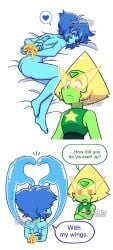 2girls ass butt convenient_censoring convenient_censorship edited_by_uploader female jearwork lapidot lapis_lazuli_(steven_universe) mini_comic naked nude peridot_(steven_universe) steven_universe tagme