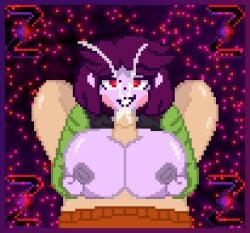 1boy 1girls big_breasts breasts chara chara_(undertale) cum female female_chara huge_breasts male paizuri pixel_art self_upload smug_grin storyshift storyshift_(facing_demons) storyshift_chara undertale undertale_(series) zixy zixy_oc