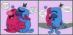 absurd_res anal anal_sex annoyed anus ball_grab balls bent_legs big_nose blue_body blue_clothing blue_hat blue_headwear bob-jiggles border closed_eyes clothing collage_(artwork) comedic dialogue dot_eyes duo english_text erection eyebrows floating_hat genitals grabbing_body green_border green_clothing green_hat green_headwear hammock hat hatching_(art) headgear headwear hi_res holding_person humor legs_up lumpy_balls lying magenta_body male male/male masturbation mr._grumpy mr._men_and_little_miss mr._scatterbrain on_side open_mouth penetration penis purple_background sex shaded silly simple_background simple_eyes sitting sitting_on_hammock speech_bubble spread_legs spreading text the_mr._men_show thick_eyebrows thin_eyebrows tongue waddling_head