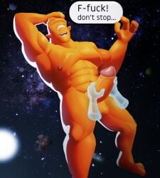 1_eye abs absurd_res alien alien_humanoid allen_the_alien balls dialogue disembodied_hand english_text erection genitals ghost_hand handjob hi_res humanoid humanoid_genitalia image_comics invincible_(image_comics) ks_simp_(artist) male muscular muscular_male nipples orange_body penile planet profanity sex solo space text