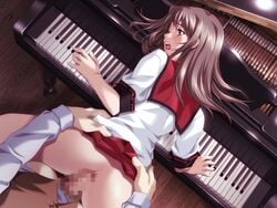 asou_yuzuki ass censored clothing eisai_kyouiku from_behind instrument piano sex skirt skirt_lift sugina_miki