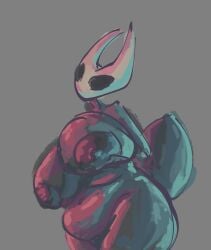 absurd_res anthro areola arthropod belly big_areola big_belly big_breasts black_body breasts female female/female hi_res hollow_knight hornet hornet_(hollow_knight) hymenopteran insects rik_grape solo team_cherry thick_thighs vespid wasp