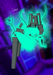 1female 2d big_breasts breasts curvaceous curvy cyan_body female game_background glowing_body mindflayer_(ultrakill) new_blood_interactive non-human nude_female robot robot_girl solo thick_thighs thighs ultrakill