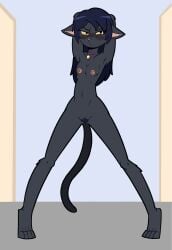 2025 anthro areola bell bell_choker bell_collar black_body black_fur black_hair blush blush_lines breasts choker choker_only closed_frown collar digital_drawing_(artwork) digital_media_(artwork) digitigrade domestic_cat ears_down embarrased_horny embarrassed english_description felid feline felis female female_anthro frown frowning_at_viewer full-length_portrait fur furrowed_brow golden_week hair hands_behind_head hi_res jewelry jingle_bell jingle_bell_collar long_hair magra215 mammal mouth_closed navel necklace necklace_only nipples no_irises nude nude_anthro nude_female pink_areola pink_inner_ear pink_nipples pink_nose pivoted_ears pointy_ears portrait prick_ears purple_choker purple_jewelry purple_necklace selene_(magra215) short_snout skinny_anthro skinny_female small_breasts solo tail thin_calves thin_thighs ventral_groove wide_stance yellow_sclera