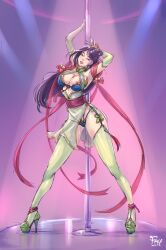 areola_slip dancer dancer_outfit fa_mulan faymantra female female_only human large_breasts mulan stripper_pole