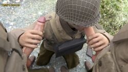 3d army blowjob exhibitionism gay gay_male gay_sex handjob handjob_while_sucking medal_of_honor_airborne military oral oral_sex outdoors pov_male tommys_eagle_hq uniform ww2