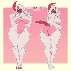 1:1 absol anthro anthro_only aphrodite_the_absol ass breasts claws female flirting fluffy generation_3_pokemon heart_pattern heart_symbol heartbutt hi_res horn inviting looking_at_viewer mammal melee_weapon model_sheet nintendo pokemon pokemon_(species) polearm scythe shiny_pokemon weapon