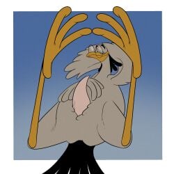 absurd_res accipitriform anthro avian avian_feet beak bedknobs_and_broomsticks bird bob-jiggles brown_body brown_fur disney erection eyebrows eyewear feathers fur genitals glasses hair half-closed_eyes hi_res long_legs looking_at_viewer male narrowed_eyes penis relaxed_expression relaxing secretary_bird secretary_bird_(bedknobs_and_broomsticks) simple_background slightly_chubby slit_penis smile smiling_at_viewer smirk smirking_at_viewer solo tail tail_feathers thick_eyebrows wearing_glasses winged_arms wings yellow_beak yellow_legs