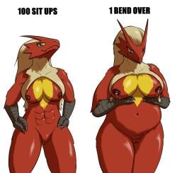 2025 4chan_anon abs anthro areola before_and_after belly big_breasts black_areola black_body black_nipples black_scales blaziken blonde_hair blue_eyes bodily_fluids breasts casual_nudity cel_shading claws closed_smile digital_media_(artwork) english_text eyelashes female finger_claws fingers front_view fur generation_3_pokemon genitals hair hand_on_belly hands_on_hips happy hi_res innie_pussy lactating long_hair looking_at_viewer mouth_closed muscular muscular_anthro muscular_female navel nintendo nipples nude pokemon pokemon_(species) pregnant pregnant_anthro pregnant_female pupils pussy red_areola red_body red_fur red_nipples scales scuted_arms scutes shaded simple_background smile snout solo tan_body tan_fur text thick_thighs weight_gain white_background yellow_body yellow_fur yellow_sclera