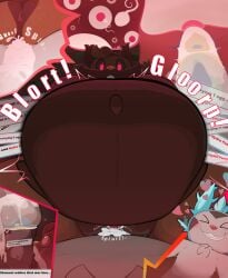 absurd_res anthro ball_worship blush bodily_fluids chespin comic cum cum_inside duo excessive_cum excessive_genital_fluids female gameplay_mechanics generation_6_pokemon generation_8_pokemon genital_fluids greedent grin hi_res hyper hyper_cum inflation inflation internal jaylus_t_meowstic male male/female navel nintendo orgasm_face ovum pink_eyes pokemon pokemon_(species) skwovet smile sperm_cell text
