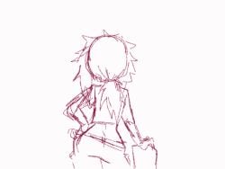 2025 animated baggy_pants breast_drop breast_expansion crop_top featureless_breasts jay_(lacey_games) lacey_games rough_animation sketch tomboy unfinished wide_hips