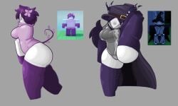 background breasts fat_thighs female forsaken_(roblox) gray_background mrdreamcatch_er mrdreamcatch_er_(artist) no_face reference_image rule_63 simple_background two_time_(forsaken)