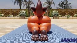 2024 3_toes 3d_(artwork) anthro anthro_focus ass beach_towel big_butt black_claws brown_markings camseven canid canine claws clothing digital_media_(artwork) dipstick_tail disney english_description feet footwear footwear_only fox fur hi_res lying male mammal markings mostly_nude nick_wilde nude_anthro nude_male on_front orange_body orange_fur rear_view sand socks socks_only solo stretched_anus tail tail_markings thick_thighs toes towel zootopia