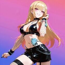 ai_generated choker earrings fishnets futanari kitagawa_marin latex necklace piercings tattoo