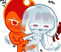 agar_agar_cookie aged_up aged_up_(hopefully) annoyed_expression blush cookie_run cookie_run_kingdom female female/male fire_spirit_cookie sex straight_sex