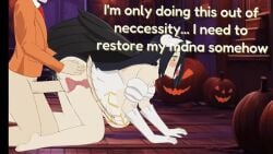 albedo_(overlord) animated black_hair black_wings breasts cg_art cleavage demiurge_(overlord) demon dinotonte game_cg long_hair lust's_cupid overlord_(maruyama) succubus tagme video